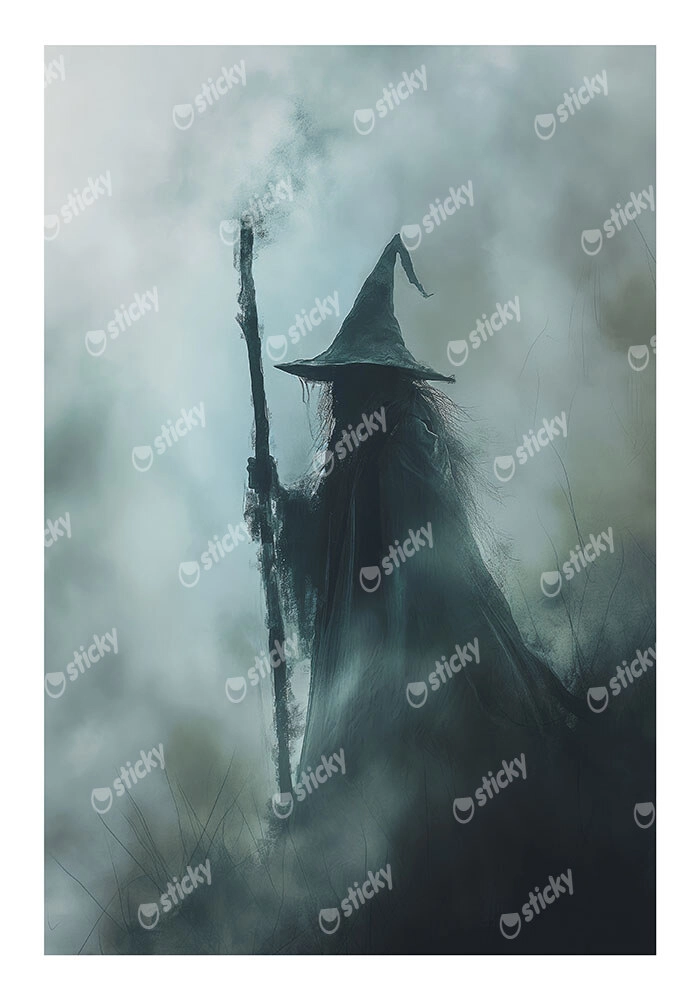 Poster VINTAGE AUTUMN HALLOWEEN DARK WIZARD
