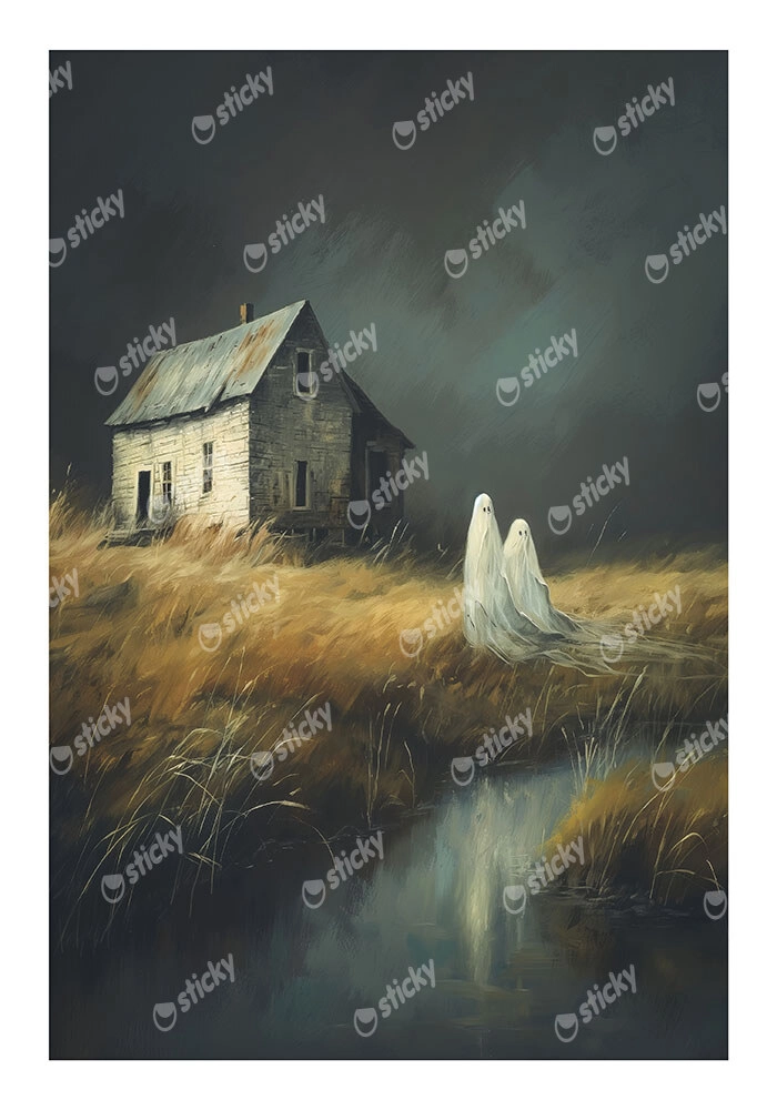 Poster VINTAGE AUTUMN HALLOWEEN GHOSTS OUTSIDE 9