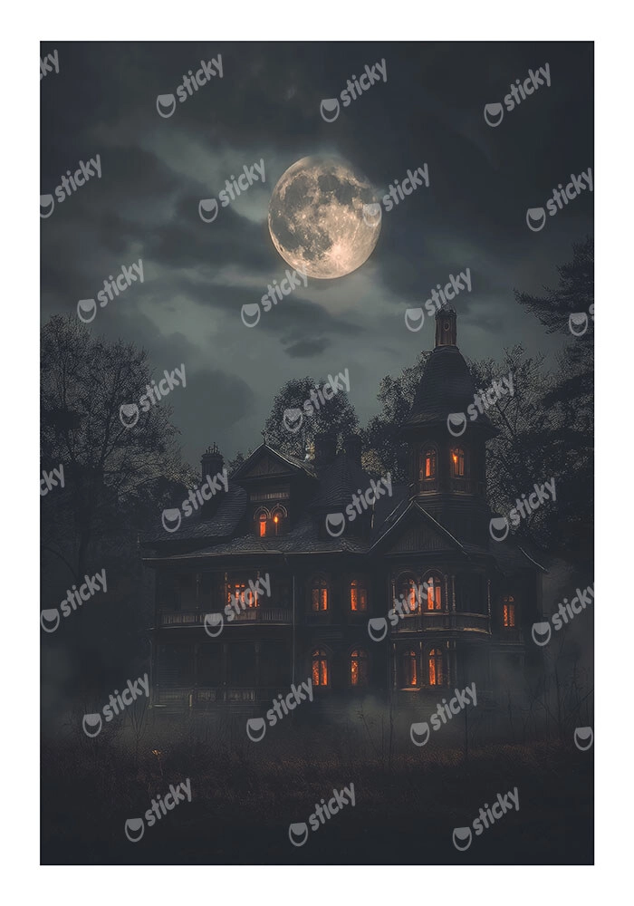 Poster VINTAGE AUTUMN HALLOWEEN HAUNTED HOUSE