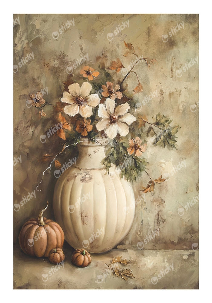 Poster VINTAGE AUTUMN HALLOWEEN PUMPKIN VASE