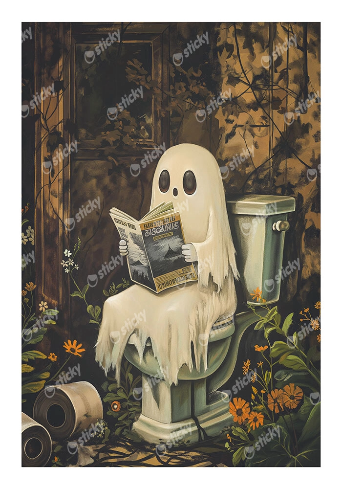 Poster VINTAGE AUTUMN HALLOWEEN TOILET GHOST 3