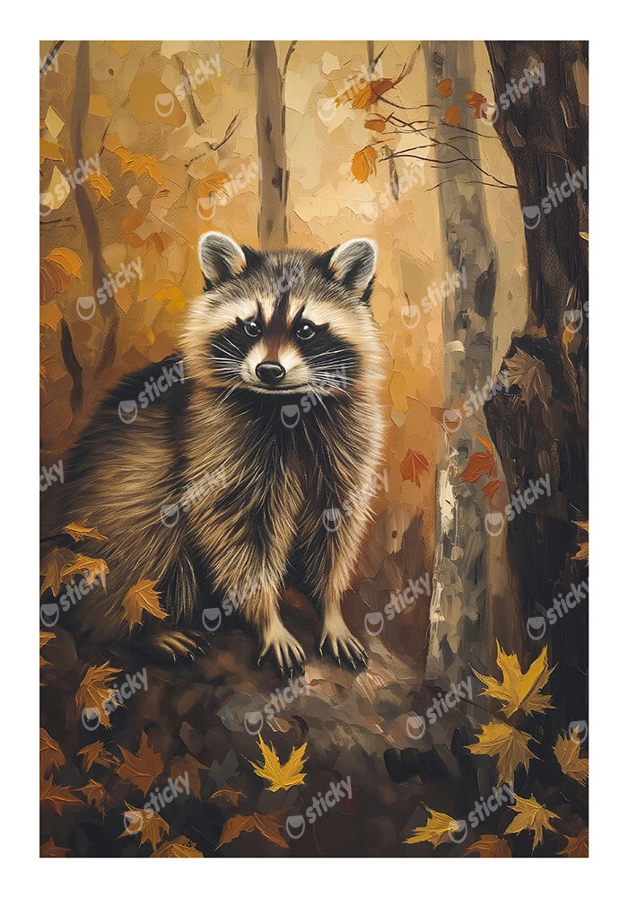 Poster VINTAGE AUTUMN RACOON 3