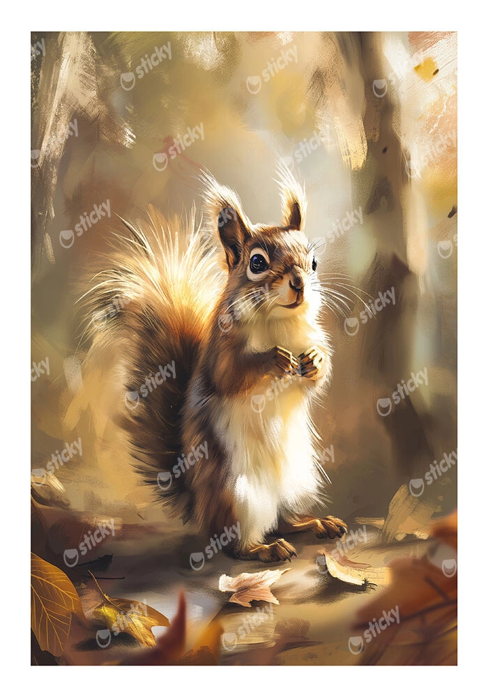 Poster VINTAGE AUTUMN SQUIRREL 4