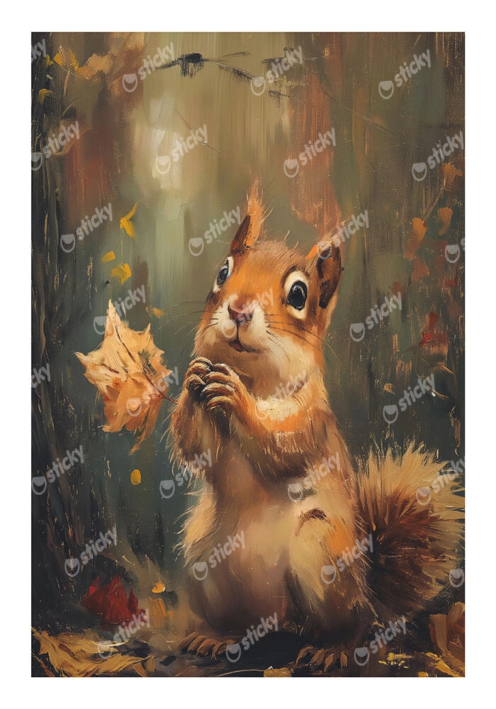 Poster VINTAGE AUTUMN SQUIRREL 5
