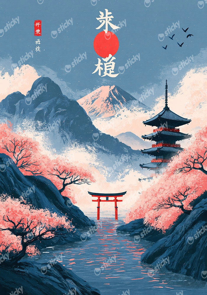 Πίνακας σε Καμβά JAPANESE MOUNT FUJI LANDSCAPE