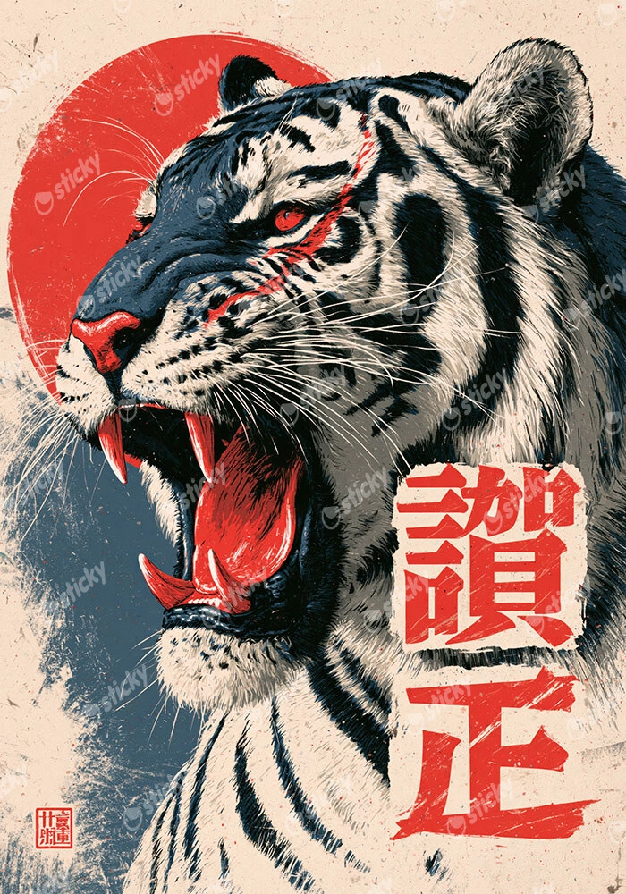 Πίνακας σε Καμβά JAPANESE ROARING TIGER 2