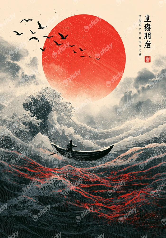 Πίνακας σε Καμβά JAPANESE STORMY SEA