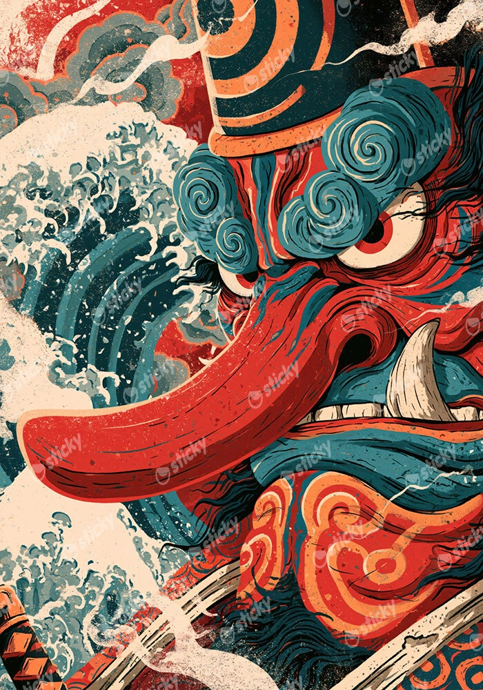 Πίνακας σε Καμβά JAPANESE TENGU MASK 2