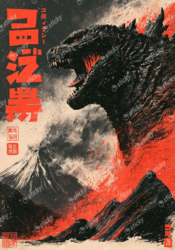 Πίνακας σε Καμβά JAPANESE GODZILLA 2