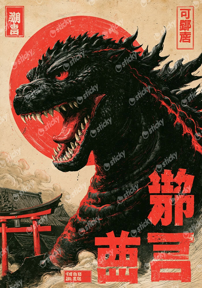 Πίνακας σε Καμβά JAPANESE GODZILLA 3