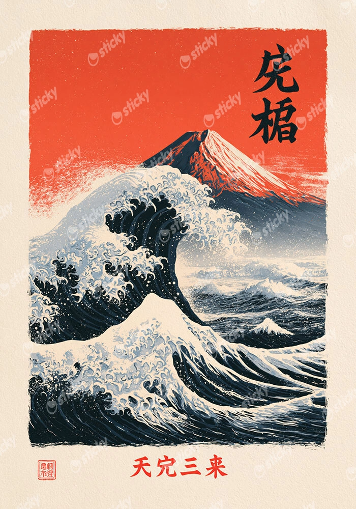 Πίνακας σε Καμβά JAPANESE GREAT WAVE WITH MOUNT FUJI 2
