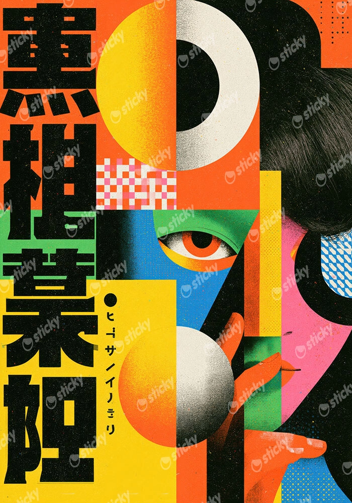 Πίνακας σε Καμβά JAPANESE GEOMETRIC FACE