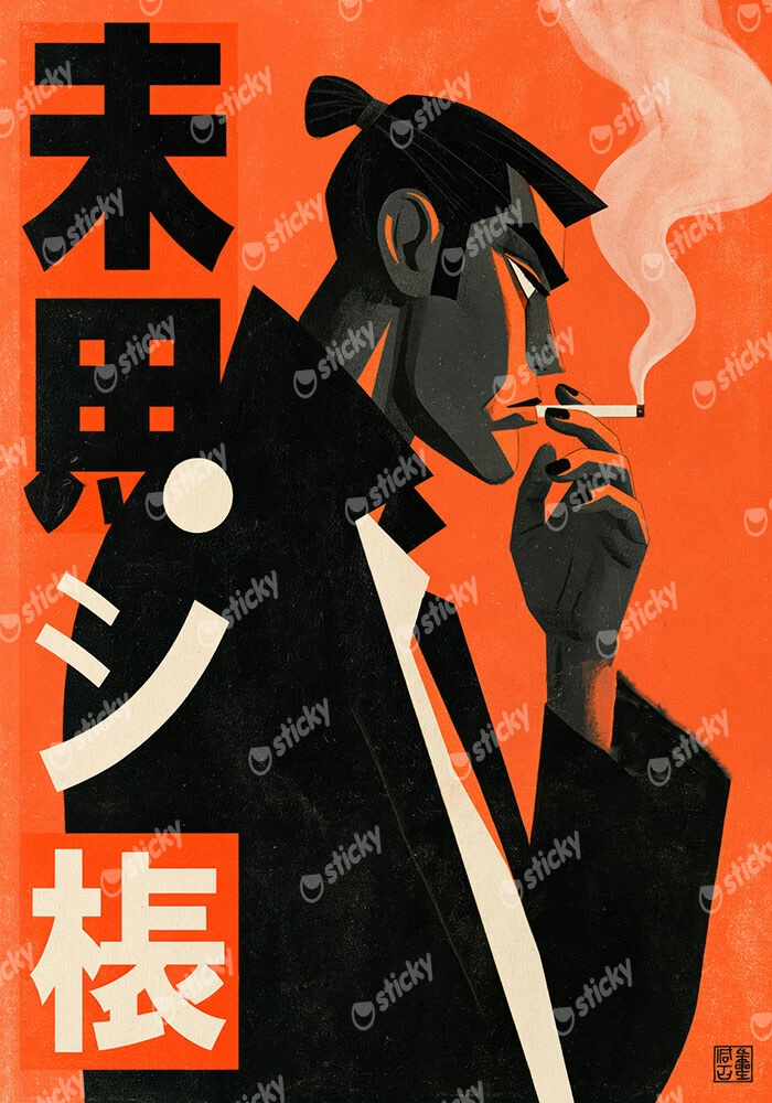 Πίνακας σε Καμβά JAPANESE MAN SMOKING