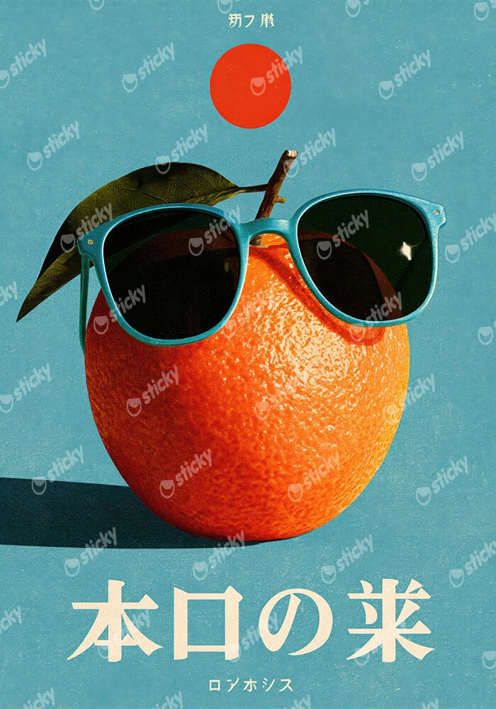 Πίνακας σε Καμβά JAPANESE ORANGE WITH SUNGLASSES
