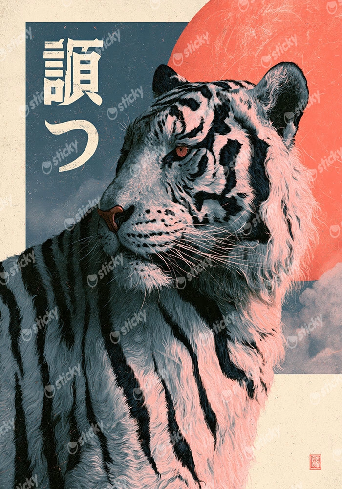 Πίνακας σε Καμβά JAPANESE WHITE TIGER