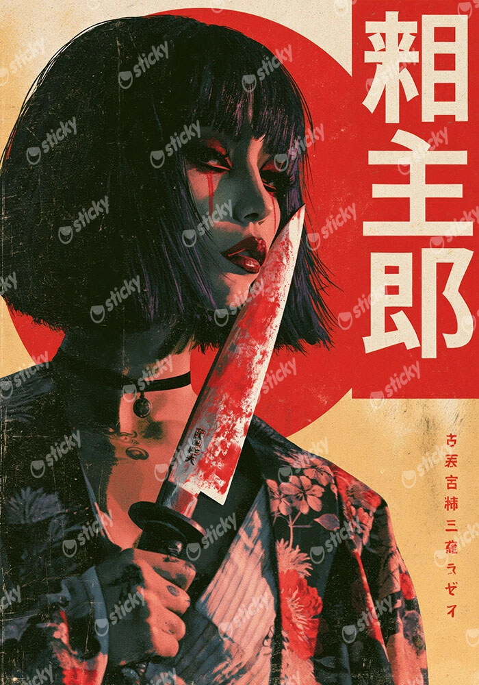 Πίνακας σε Καμβά JAPANESE WOMAN WITH KNIFE