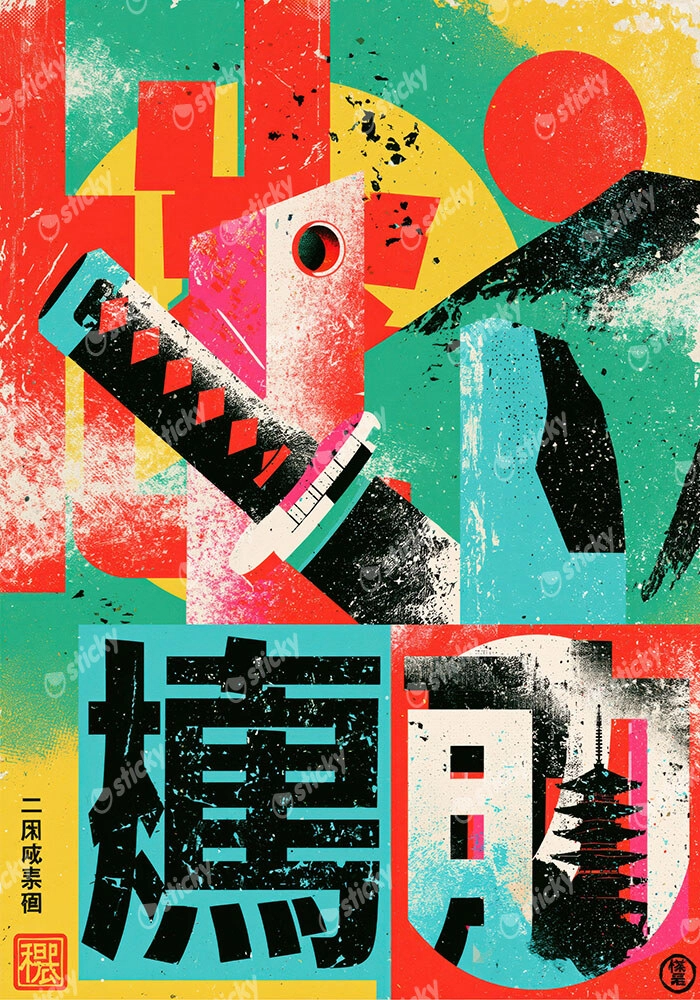 Πίνακας σε Καμβά JAPANESE KATANA TYPOGRAPHY