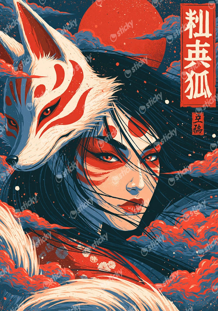 Πίνακας σε Καμβά JAPANESE KITSUNE MASK