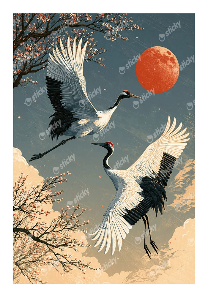 Poster JAPANESE CRANES 2