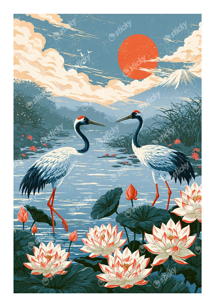 Poster JAPANESE CRANES 3