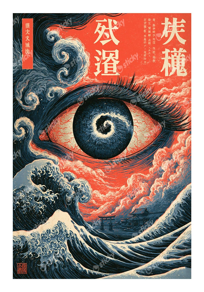 Poster JAPANESE EYE WITH WAVES