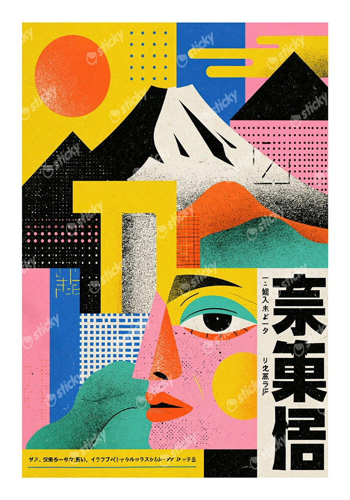 Poster JAPANESE GEOMETRIC FACE 2