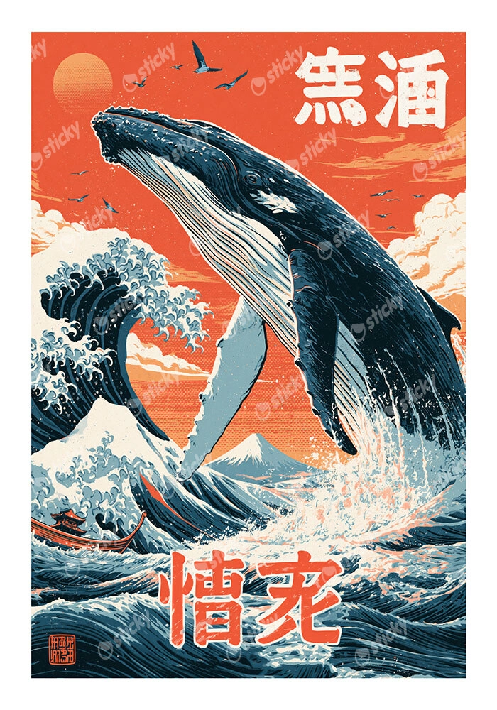 Poster JAPANESE GREAT WAVE WITH WHALE 2