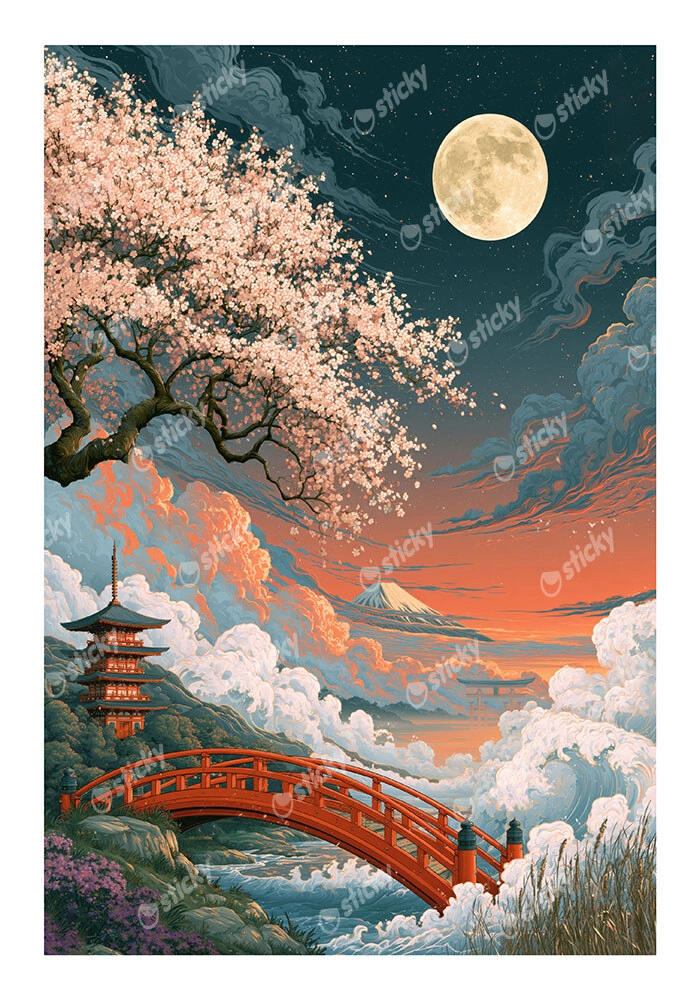 Poster JAPANESE LANDSCAPE WITH PAGODA 2