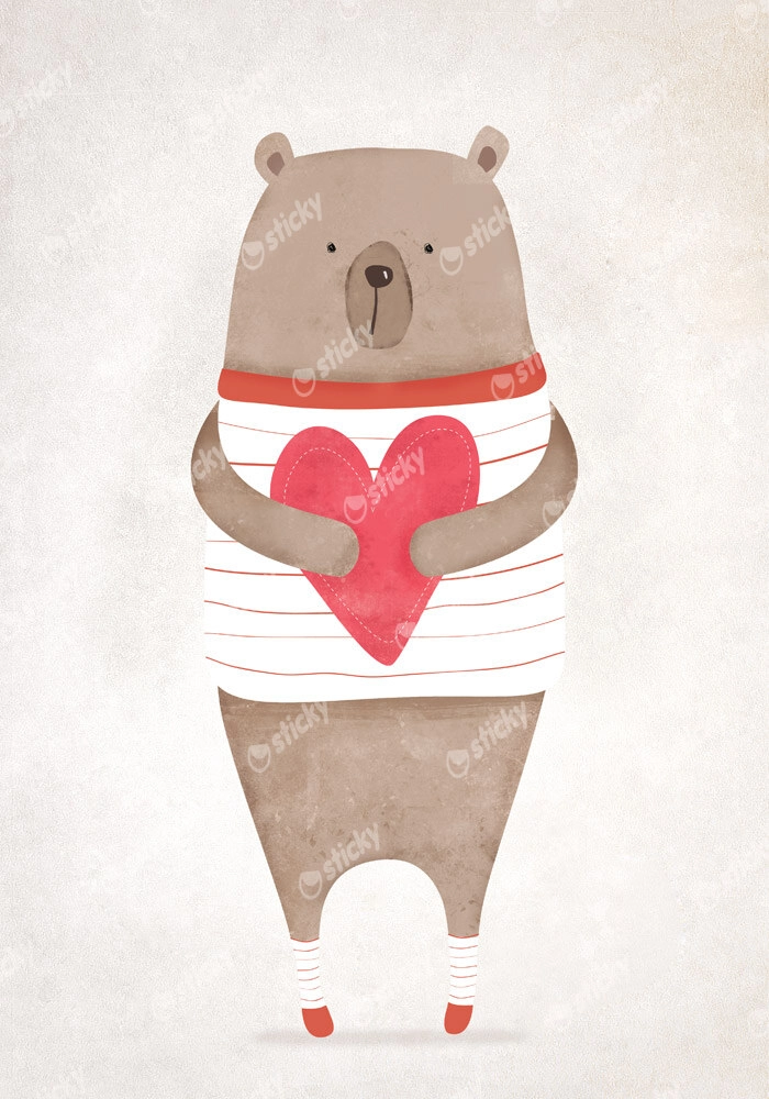 Πινακας σε καμβά BEAR HOLDING HEART