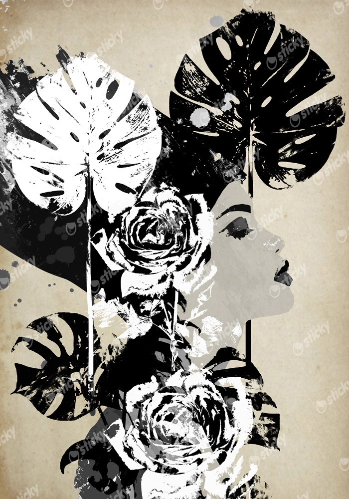 Πινακας σε καμβά FLORAL WOMAN PROFILE