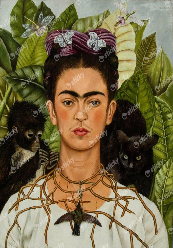 Πινακας σε καμβά FRIDA KAHLO - SELF PORTRAIT WITH NECKLACE OF THORNS