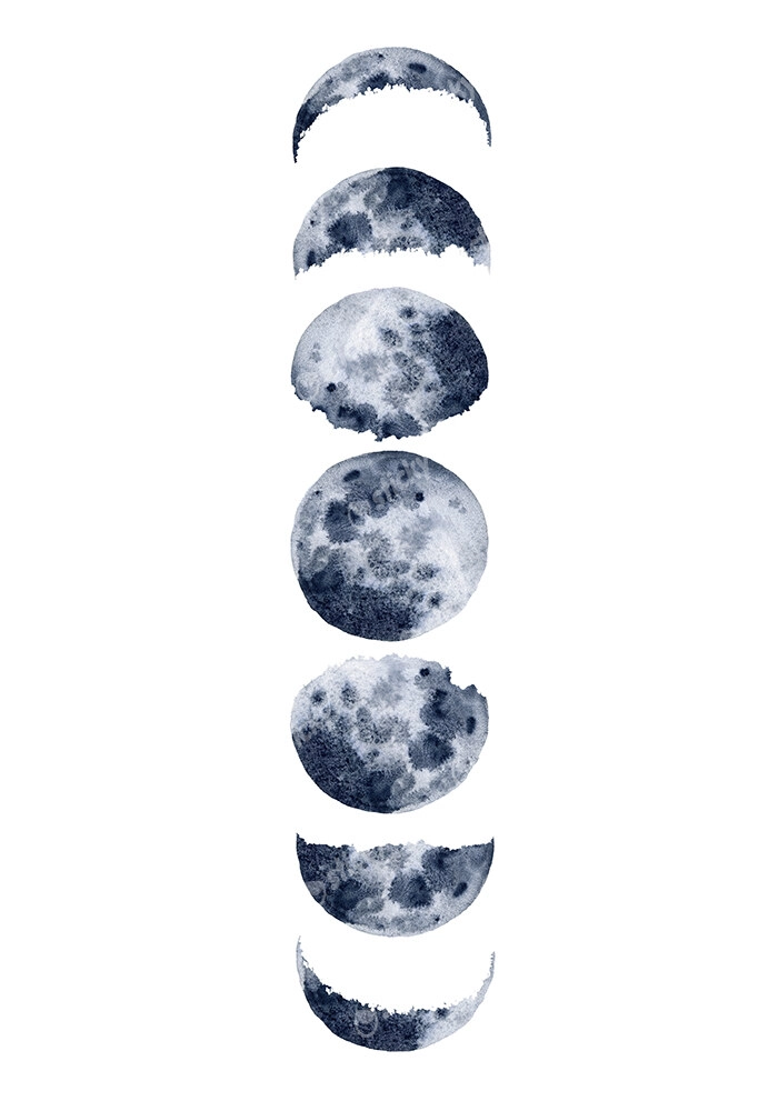 Πινακας σε καμβά MOON PHASES WATERCOLOR