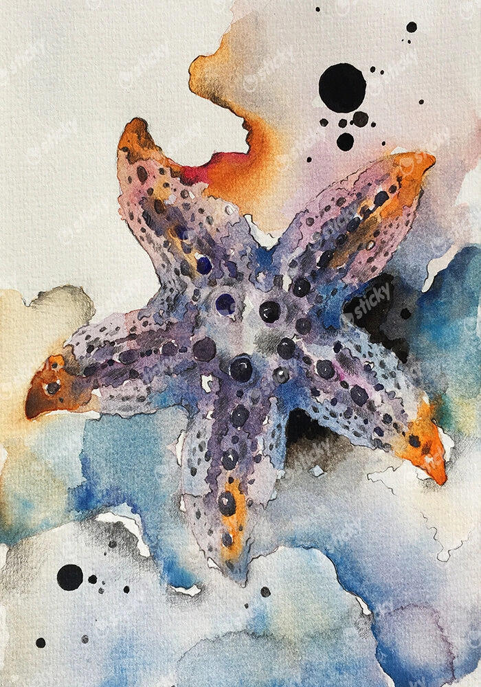 Πινακας σε καμβά WATERCOLOR STARFISH 2