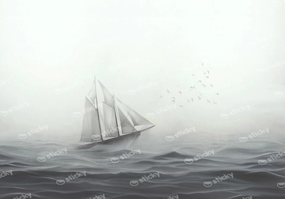 Πινακας σε καμβά SAILING SHIP IN THE FOG