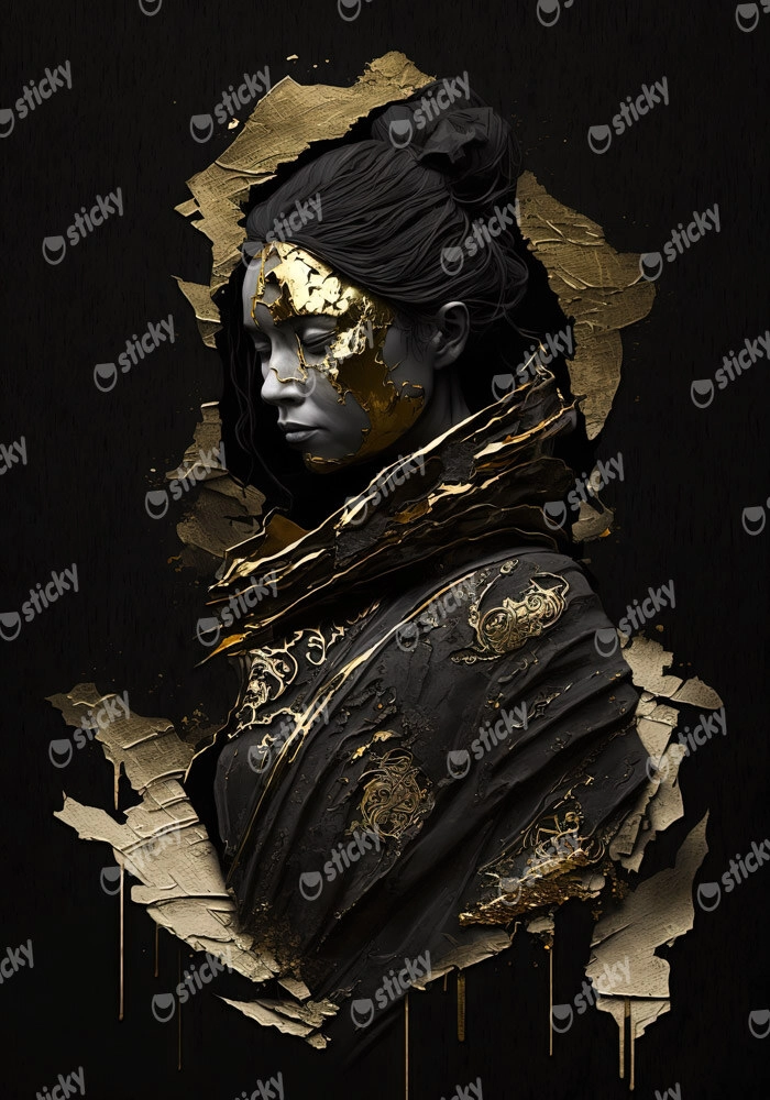 Πινακας σε καμβά WOMAN WITH GOLD PAINT