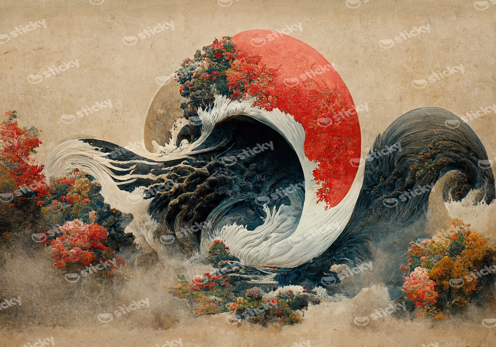 Πινακας σε καμβά JAPANESSE STYLE WAVE