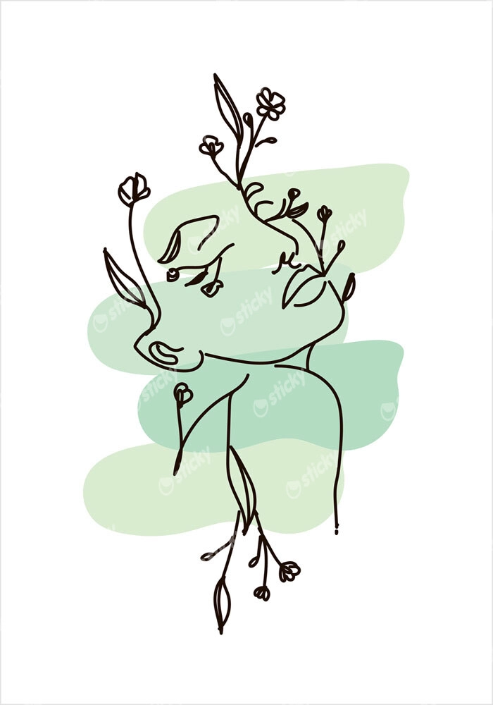 Πόστερ MINIMALISTIC WOMEN FACES WITH FLOWERS 2