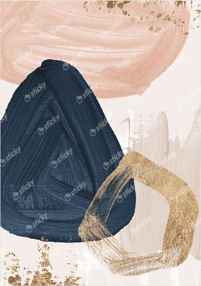 Πόστερ NAVY BLUE PINK AND GOLD OIL PAINT