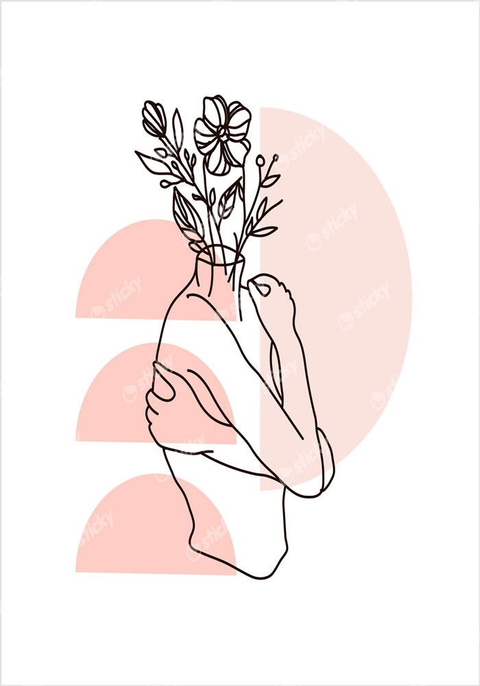 Πόστερ MINIMALISTIC WOMEN FACES WITH FLOWERS 1