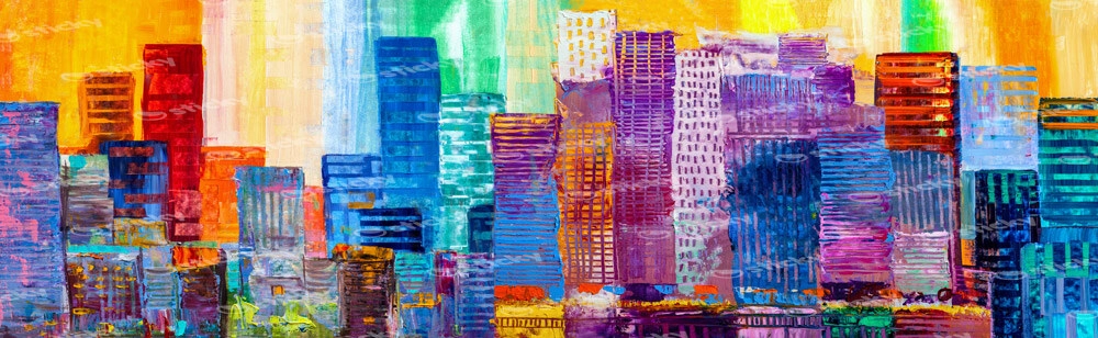 Πίνακας Πανοραμικός ABSTRACT PAINTING OF URBAN SKYSCRAPERS