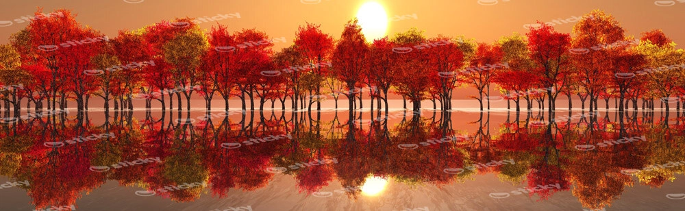 Πίνακας Πανοραμικός σε καμβά AUTUMN SUNSET