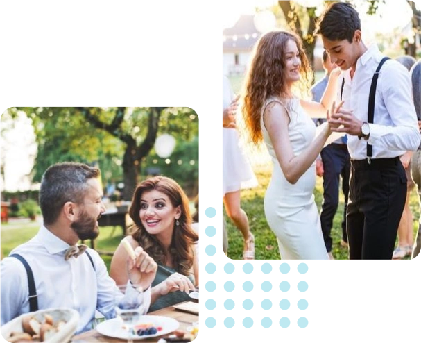 Κολάζ απο 2 φωτογραφίες με ζευγάρια γάμου