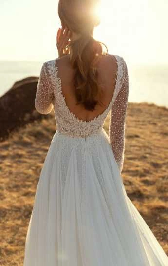 Νυφικό για νησί με ανοιχτή πλάτη