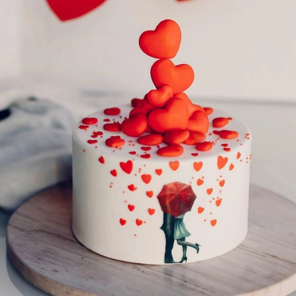 Τούρτα Αγίου Βαλεντίνου Βροχή από καρδιές  