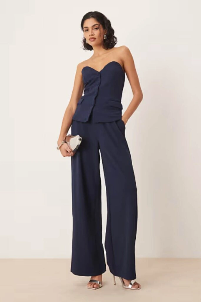 Σύνολο για γάμο με παντελόνι σε χρώμα navy blue