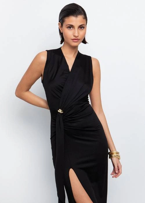 Jersey φόρεμα με κρίκο σε μαύρο χρώμα