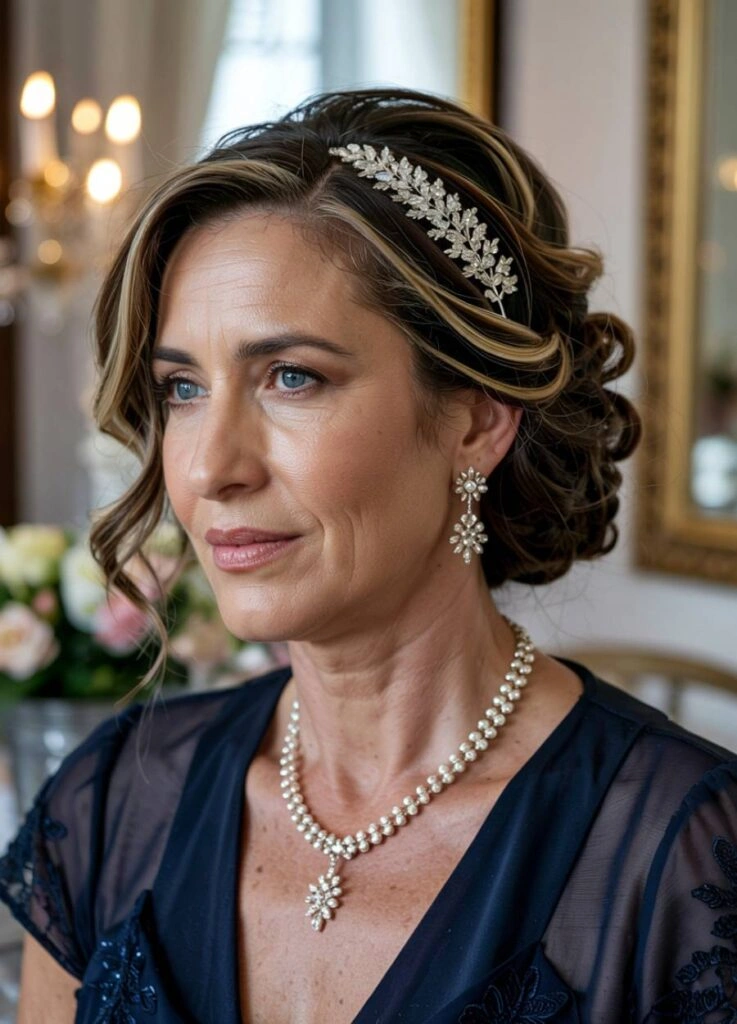 Μαμά νύφης με αξεσουάρ μαλλίων