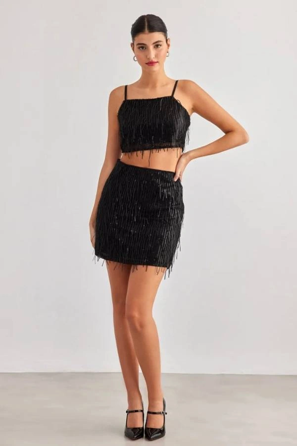 Φούστα μίνι με παγιέτες Only