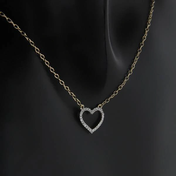 Κολιέ καρδιά κίτρινο χρυσό Κ14 με Διαμάντια. Δώρο για αρραβώνα