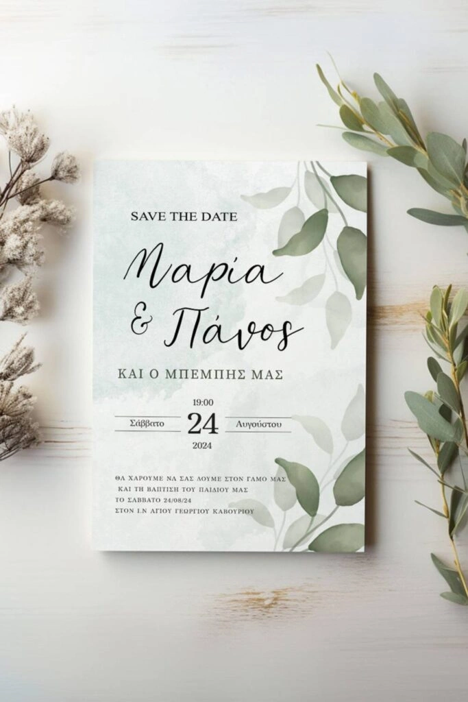 Minimal Προσκλητήριο γάμου και βάπτισης